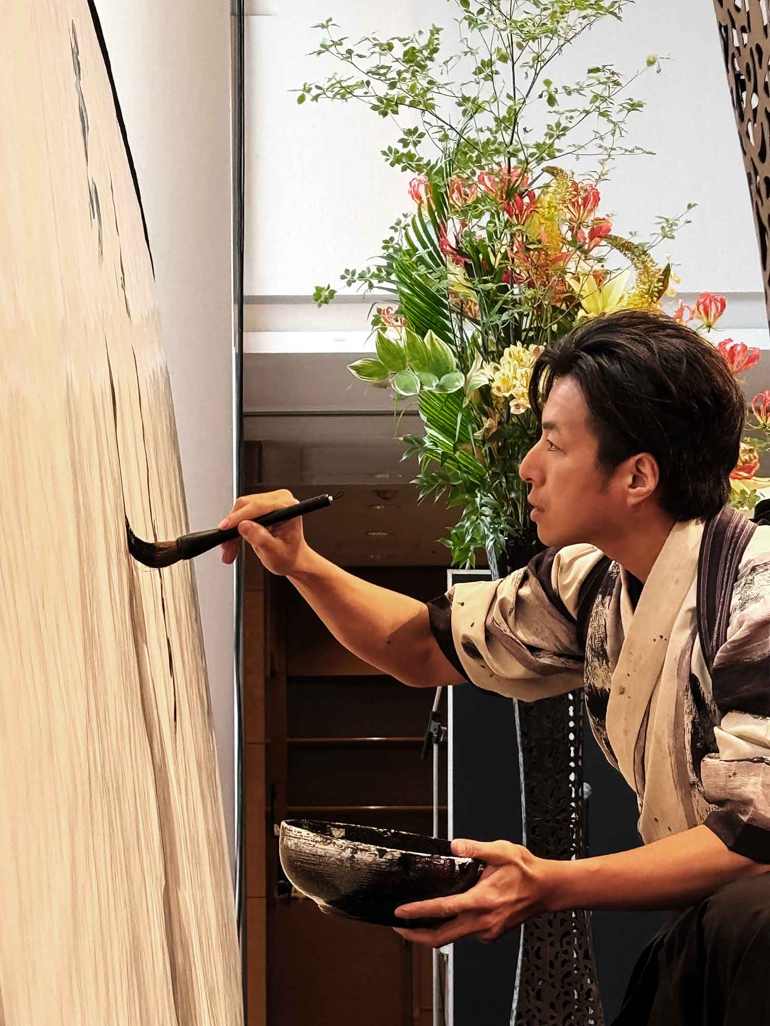 書道パフォーマンス　夢　日本和装 01