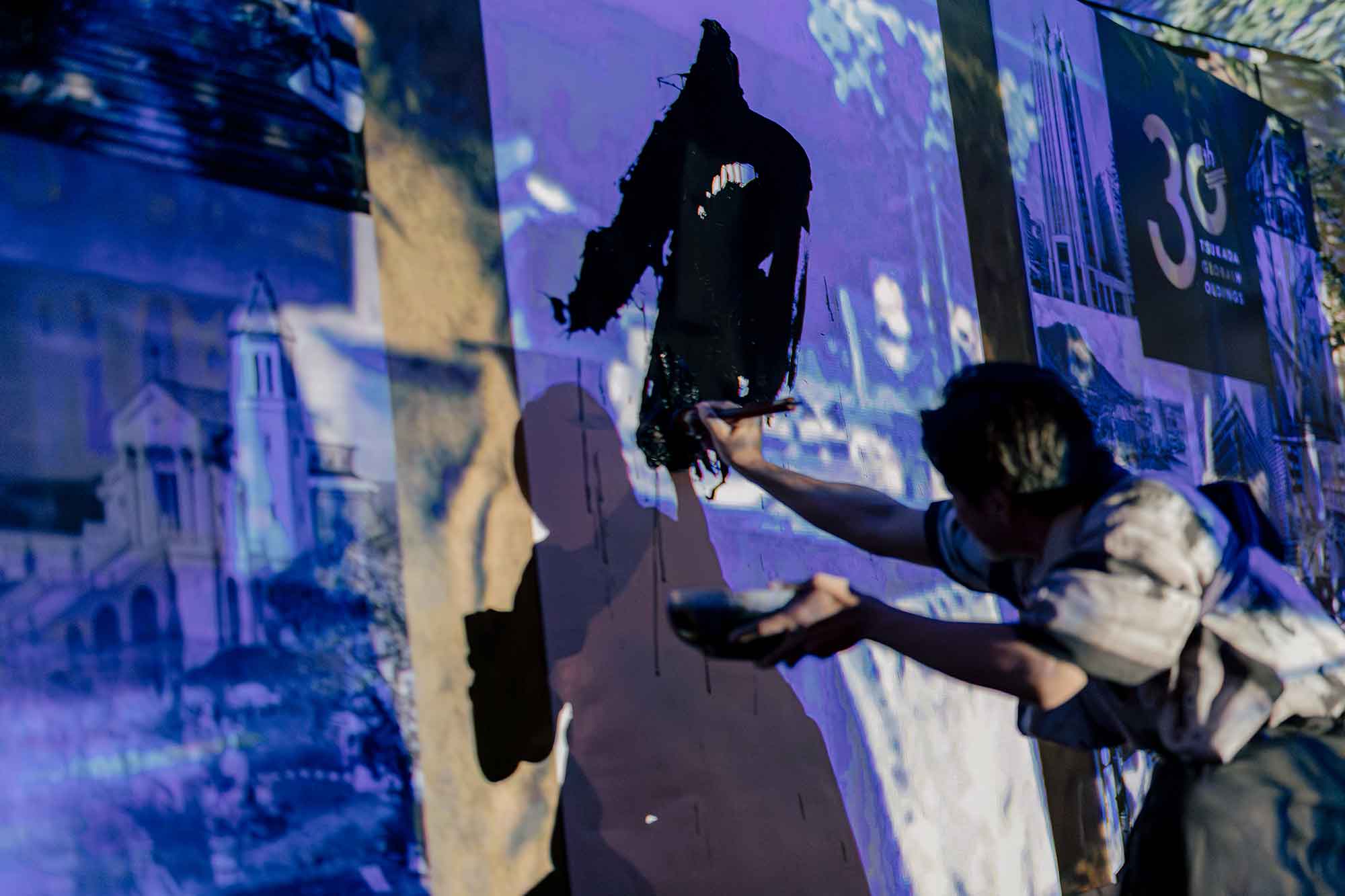 プロジェクションマッピング　書道パフォーマンス　書道家　コラボ